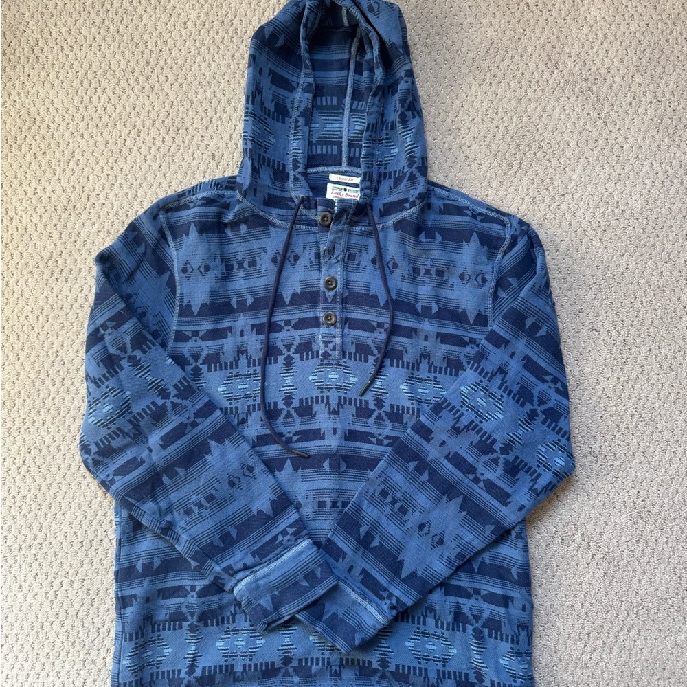 Lucky Brand Medium Navy Geometric Hoodie
